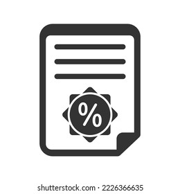 Icono de factura de descuento, gráficos vectoriales