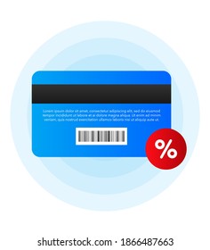 Discount blue card for buying on white background. Vector illustration.