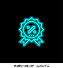Discount blue glowing neon ui ux icon. Glowing sign logo vector
