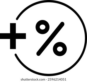 Discount bonus icon. Percentage and plus vector icon. vector and not AI. Replaceable vector design.