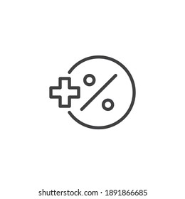 Discount bonus line icon. linear style sign for mobile concept and web design. Percentage and plus sign outline vector icon. Symbol, logo illustration. Vector graphics