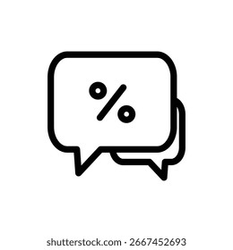 discount and bubble chat outline icon vector design good for web or mobile app