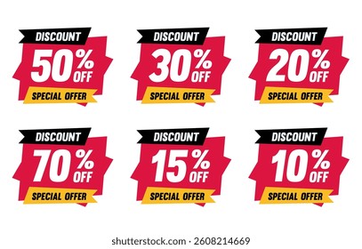 Discount bubble labels. mega sale, price tags discount, best sale red tag template, special
