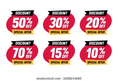 Discount bubble labels. mega sale, price tags discount, best sale red tag template, special