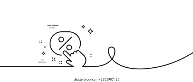 Discount button line icon. Continuous one line with curl. Sale offer sign. Promotion price symbol. Discount button single outline ribbon. Loop curve pattern. Vector