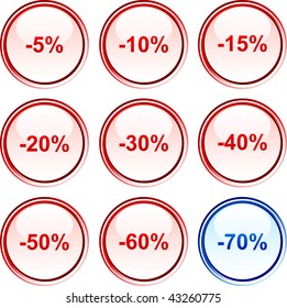 Discount button set. Vector illustration.