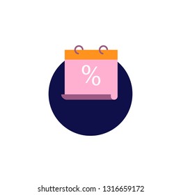 Discount, calendar icon. Element of color discount sign icon. Premium quality graphic design icon. Signs and symbols collection icon for websites, web design