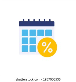 Discount calendar icon in flat style. Vector icon illustration