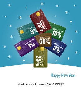 Discount card  christmas tree. Vector illustration