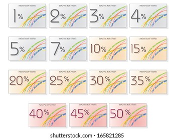 Discount card with different values./Discount cards.