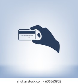 Discount card in hand, web icon. vector design