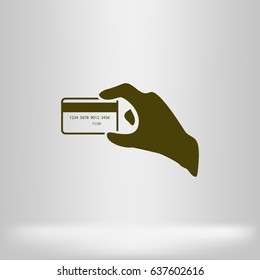 Discount card in hand, web icon. vector design
