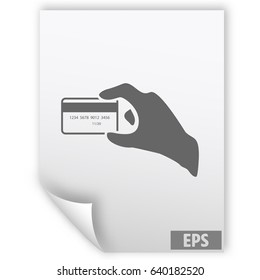 Discount card in hand, web icon. vector design