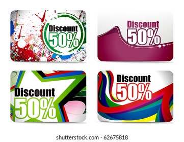 Discount card set design, vector illustration.