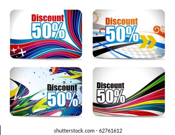 Discount card set design, vector illustration.