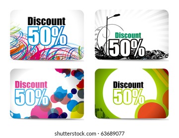 Discount card set design, vector illustration.