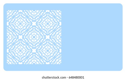 discount card template with geometric ornament for cut out. Vector illustration.
