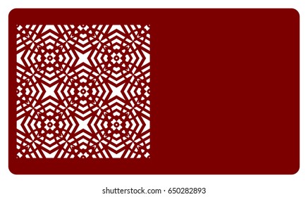 discount card template with geometric ornament for cut out. Vector illustration.