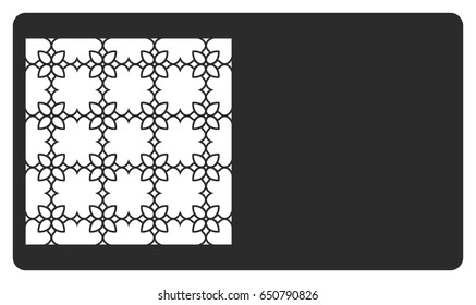 discount card template with geometric ornament for cut out. Vector illustration.