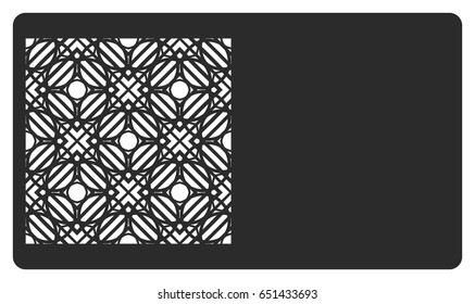 discount card template with geometric ornament for cut out. Vector illustration.