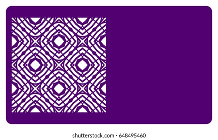 discount card template. Laser cutting, metal design. Modern geometric card for laser cutting. Vector illustration.