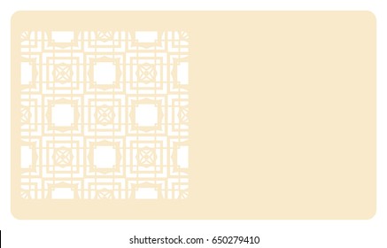 discount card template. Laser cutting, metal design. Modern geometric card for laser cutting. Vector illustration.