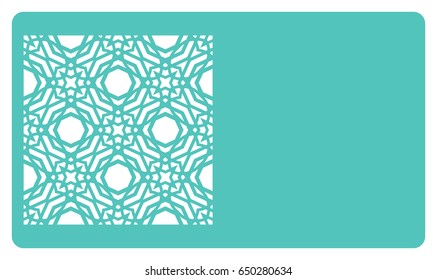 discount card template. Laser cutting, metal design. Modern geometric card for laser cutting. Vector illustration.