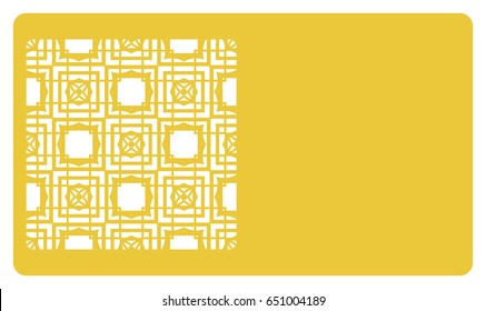 discount card template. Laser cutting, metal design. Modern geometric card for laser cutting. Vector illustration.