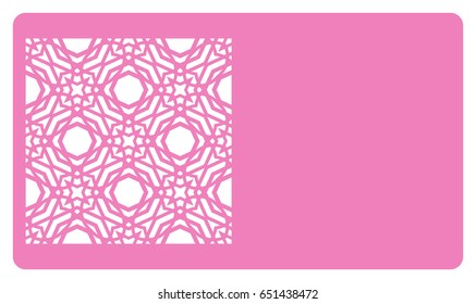discount card template. Laser cutting, metal design. Modern geometric card for laser cutting. Vector illustration.