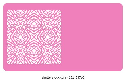 discount card template. Laser cutting, metal design. Modern geometric card for laser cutting. Vector illustration.