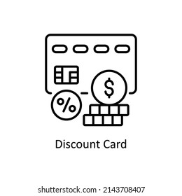 Discount Card vector outline icon for web isolated on white background EPS 10 file