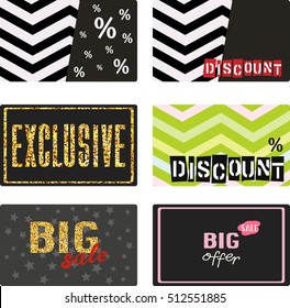 Discount cards set. Vector illustration.

Special Discount template for sale banner, poster, flyer, shop.
