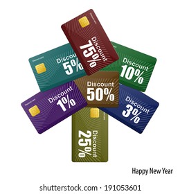 Discount cards  tree white background. Vector illustration