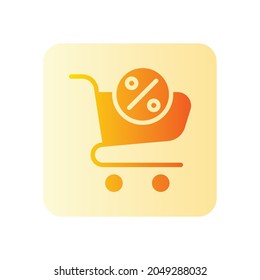 icono de gradiente de carrito de descuento aislado en fondo blanco
