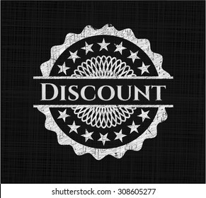 Discount chalk emblem written on a blackboard