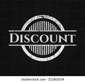Discount chalkboard emblem written on a blackboard