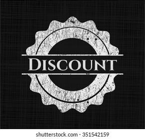 Discount chalkboard emblem written on a blackboard