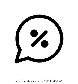 Discount chat (Black Friday) icon outline vector. isolated on white background