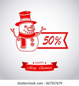 Discount Christmas with snowman linear 