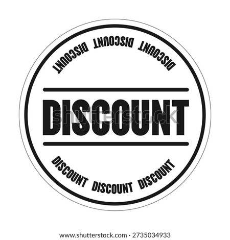 Discount circle black and white sticker illustration. Price reduction. Store sale. Product deal. Special offer markdown. Label isolated. Monochrome badge marketing. Promotional emblem. Advertising tag