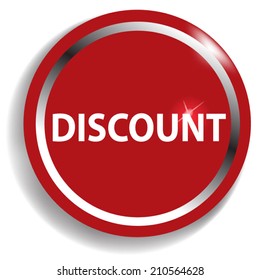 Discount circular icon red on white background