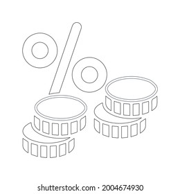 Discount Coins percentage icon (Outline Vector illustration)