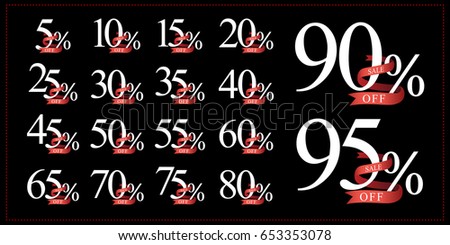 discount collection 5 10 15 20 25 30 35 40 45 50 55 60 65 70 75 80 90 95  percent of numbers vector
