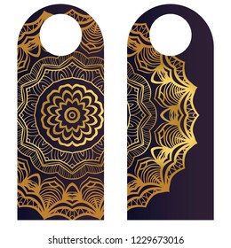 Discount color tag for sale promotion. Vector label template with mandala decoration.