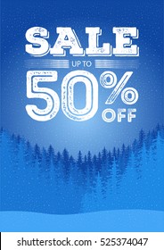 Discount colorful background. Abstract natural banner sales. The forest and mountains landscape flyer. Vector illustration.