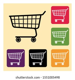 Discount concept with empty grocery shopping cart