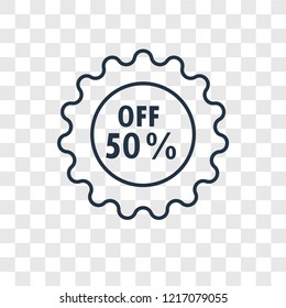 Discount concept vector linear icon isolated on transparent background, Discount concept transparency concept in outline style