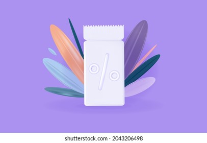 Discount Coupon 3d Tag Price. Loyalty Program. Sales With An Excellent Offer. Special Promotion, Advertising Of Goods With A Free Interest. The Price Tag Online, Product Selection. Vector Illustration