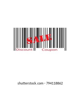 A Discount Coupon with Barcode on white background . Sale concept. 