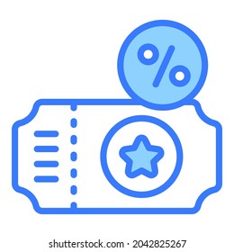 Discount coupon blue line icon, Black Friday glyph style store or market shopping commerce, shop sale icon design.